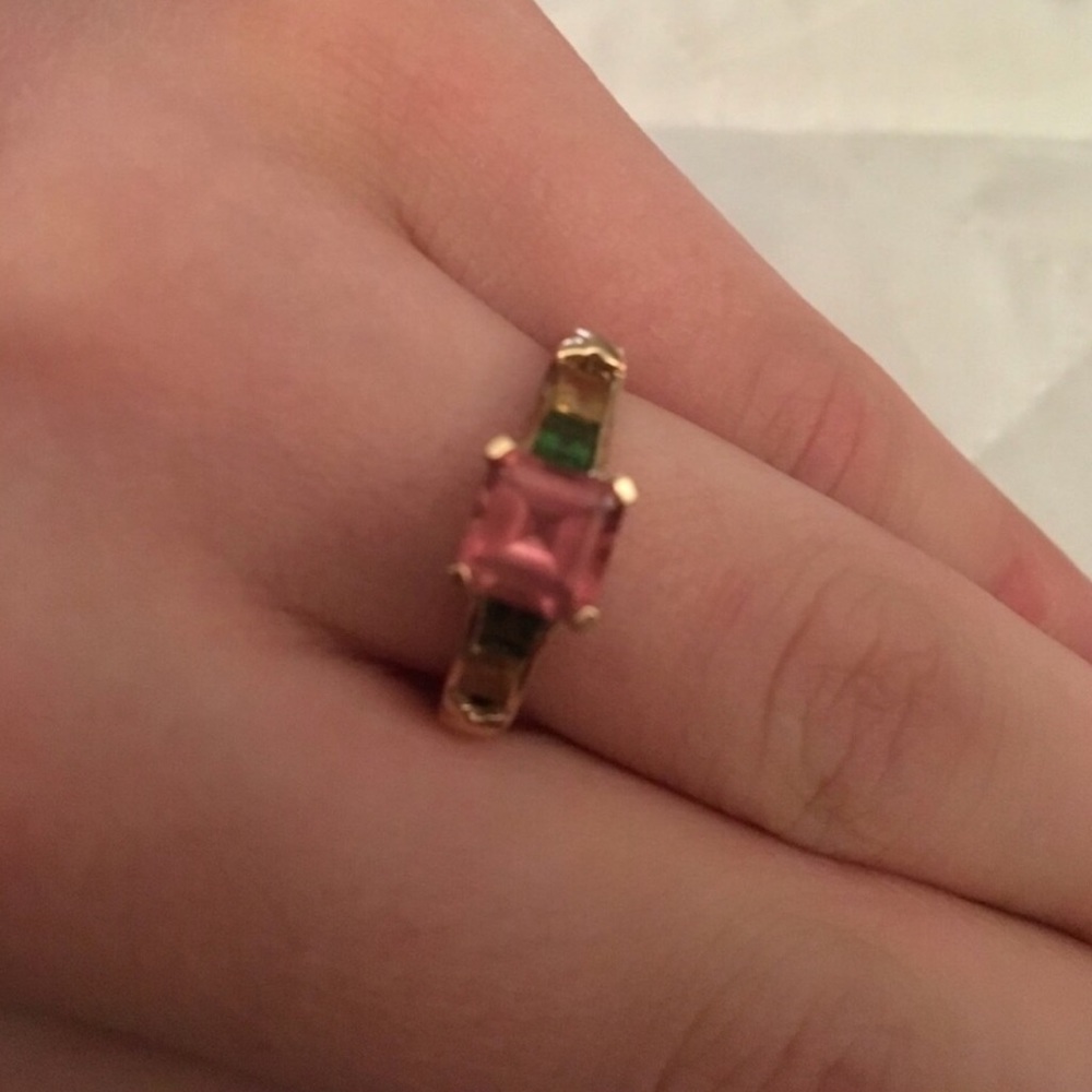 14 K Gold Pink, Yellow, Green Tourmaline Ring 6